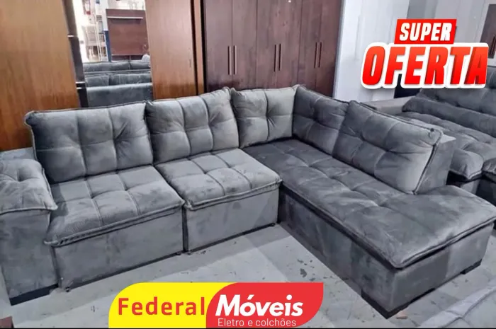 Sofá Retrátil de Canto 2,73m - Novo - Super Oferta!