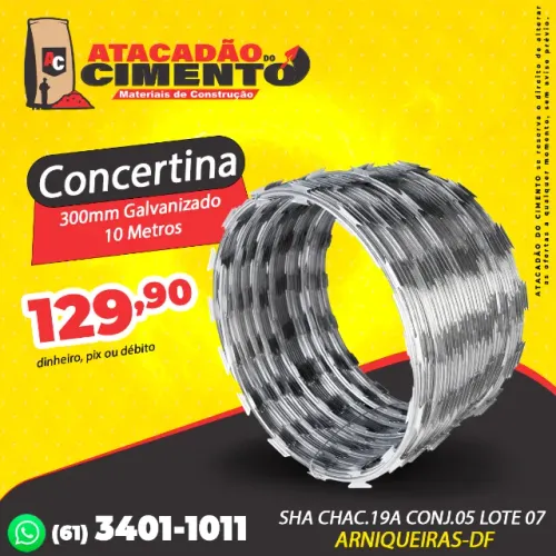 Concertina 300mm Galvanizado 10 Metros