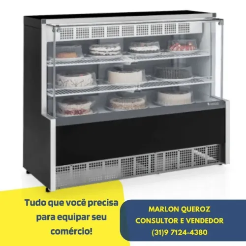 Balcão Vitrine de Bolos e Tortas Gelopar 1,40 Metros Novo