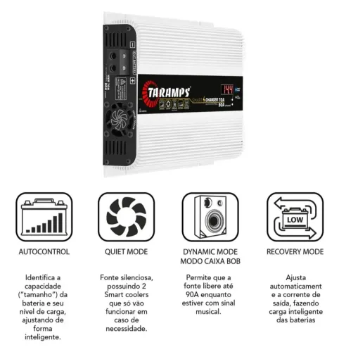 Fonte 12v e carregador de Bateria taramps 70A / 90A para som automotivo (usina 70A)