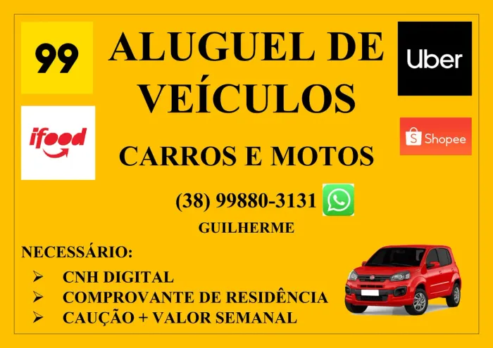 Aluguel de veículos - carros e motos 