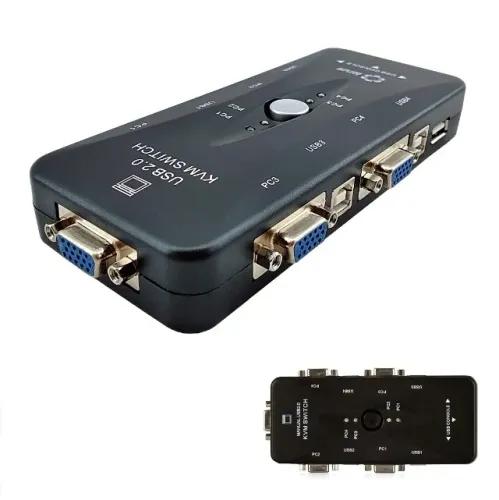 Chaveador Switch Kvm Vga 4 Pc Em 1 Monitor Mouse Teclado