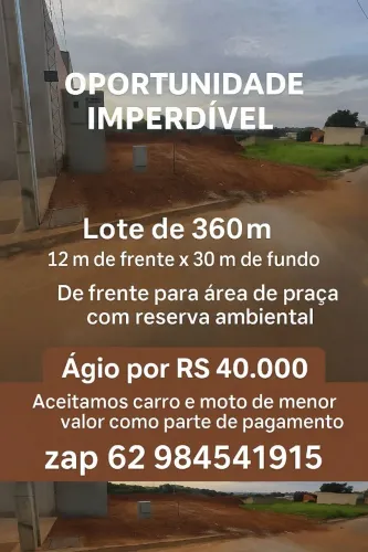 agio : lote 360m² St. Portal Oriente  Goiânia 