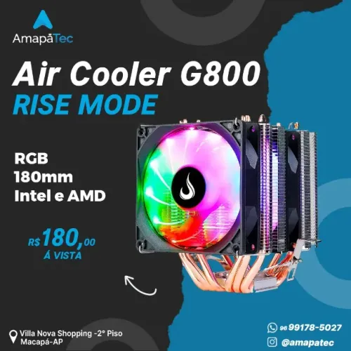 Air Cooler Rise Mode Gamer G800 RGB AMD/Intel 180mm