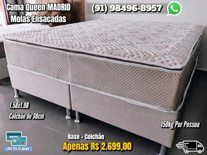 Cama Queen MADRID Molas Ensacadas 1.58x1.98