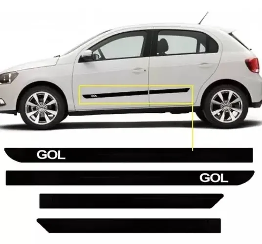 Friso Lateral Borrachão Vw Gol G5 G6 G7 2009 Á 2018 Kit 4pçs