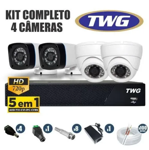 Kit Completo 4 Câmeras de Segurança HD