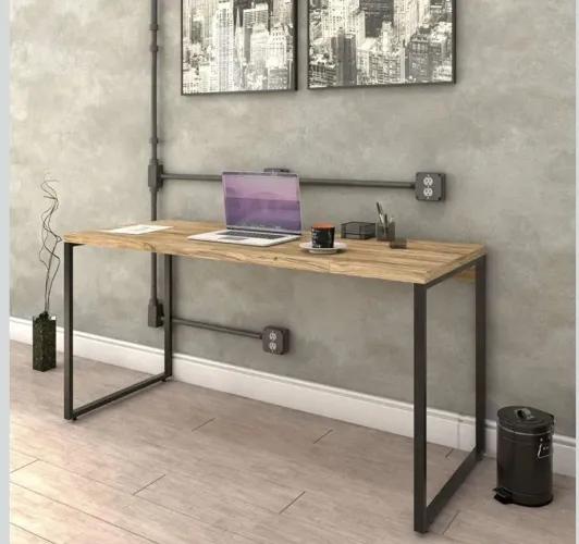 Mesa Escrivaninha Industrial 150X60X75cm Trevalla Kuadra - Cor Carvalho