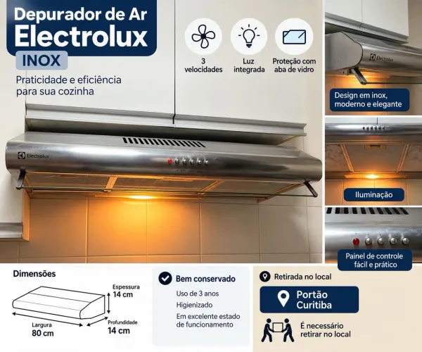 Depurador Electrolux Inox 80 cm - Com Iluminação e Vidro!