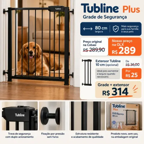 Grade Tubline Plus 80 Preta Nova + Extensor 10 cm