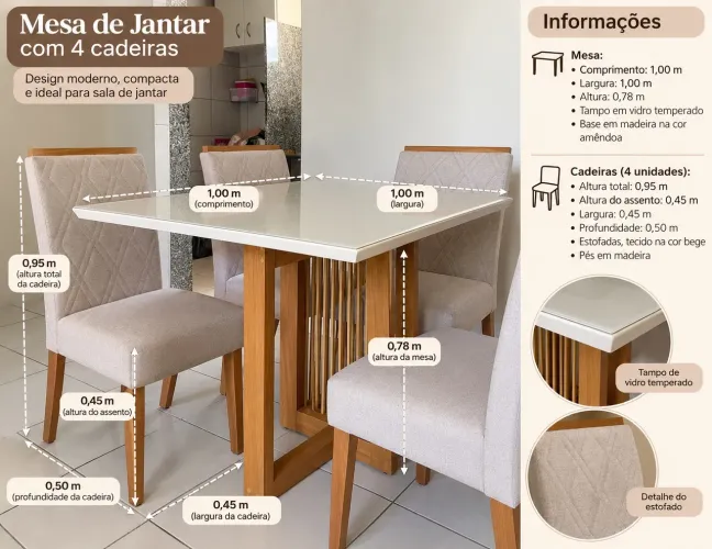 Mesa com 4 cadeiras