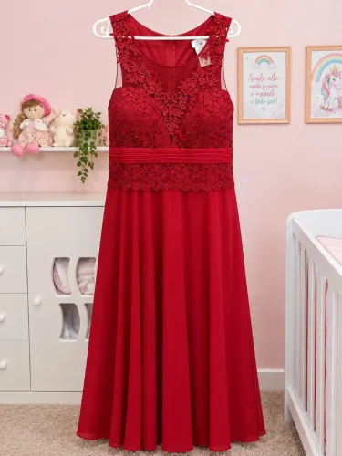 ?Vestido de Festa Longo Vermelho Plus Size (Tam 50) - Usado unica vez