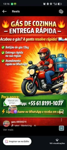 Top gás na sua disponibilidade entrega rápida novo Gama e região