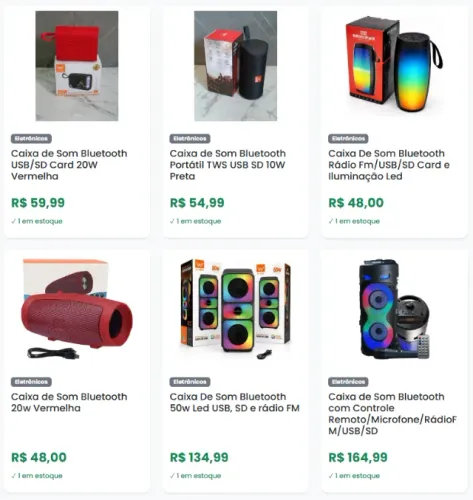 Caixas de Som Bluetooth Diversos Modelos e Tamanhos