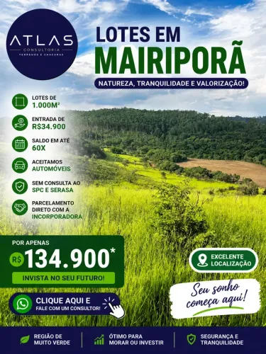 Seu terreno de 1000m² em Mairiporã pode ser seu HOJE! Parcelamento direto e sem burocracia