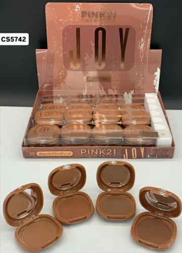 CAIXA COM 24 PEÇAS DE CONTORNO COMPACTO COM ESPELHO JOY MARCA PINK 21