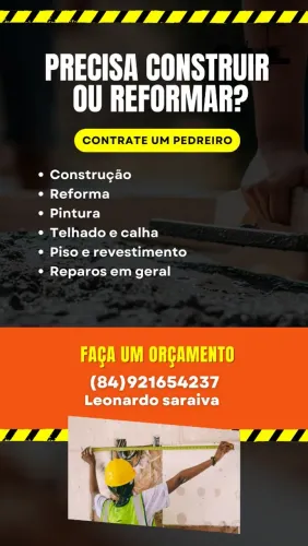 Trabalho de pedreiro na cidade de Mossoró.