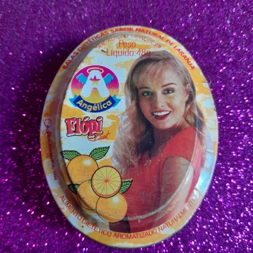 Angélica embalagem vintage Bala Flópi laranja