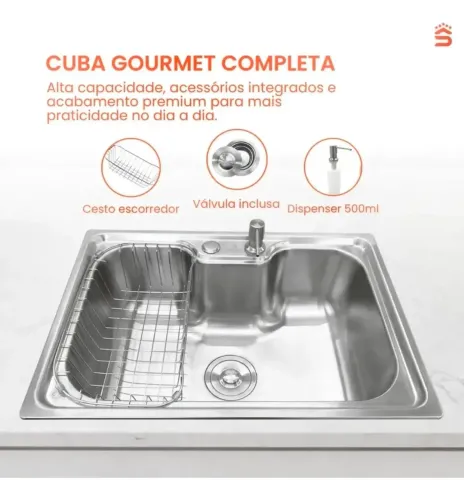 Cuba Gourmet cozinha aço 304 60x42 com acessórios