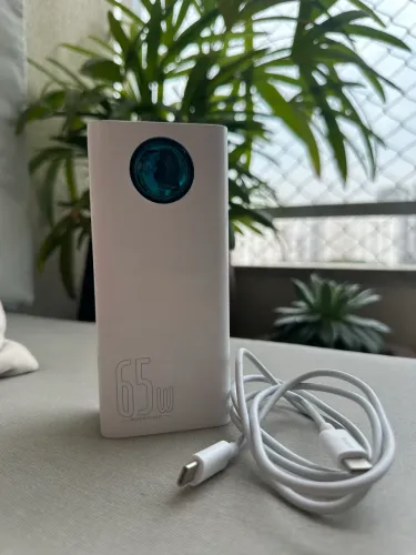 Power Bank Baseus 30000mAh 65W Branco | Carregador Portátil Semi Novo
