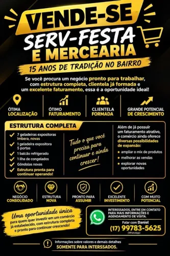 Vende mercado e serv festa