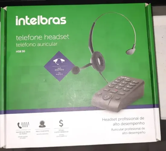 Telefone Headset Tiara Hsb 50 Com Base Discadora Intelbras