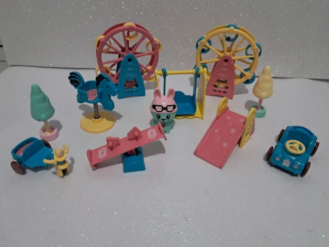 Lote brinquedos miniaturas Parquinho, veículos compatível Silvanian Family 