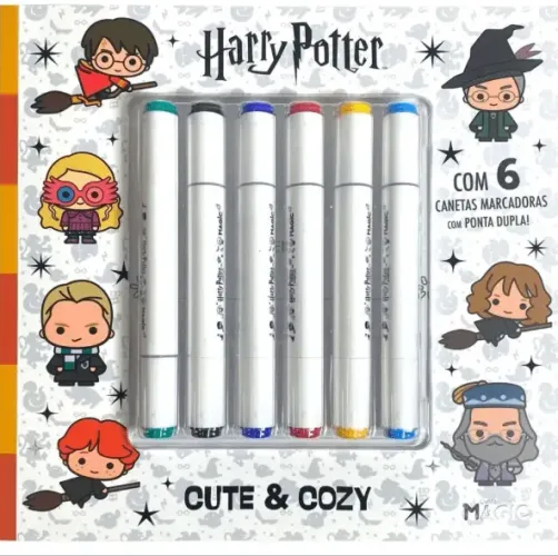 LACRADO Livro - Harry Potter - Cute and Cozy - para colorir com 06 canetas marcadore