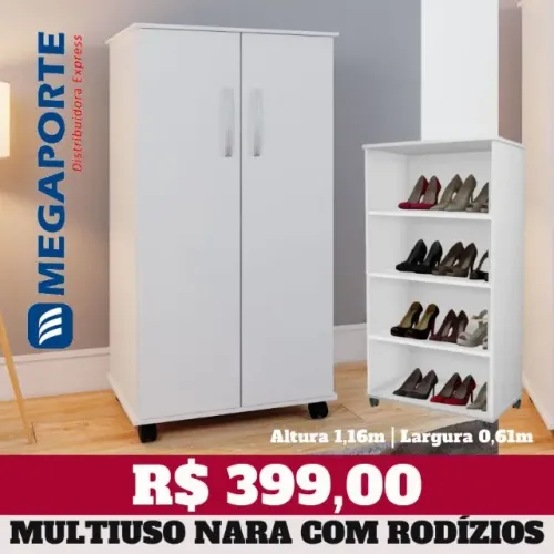 Armário Sapateira 2 Portas 4 Prateleiras com Rodízios (Novo) Entrega Grátis!