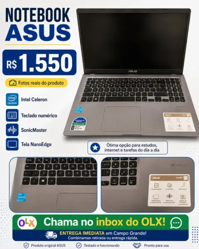 Notebook ASUS 15,6? Intel Celeron com Teclado Numérico - Ótimo Estado
