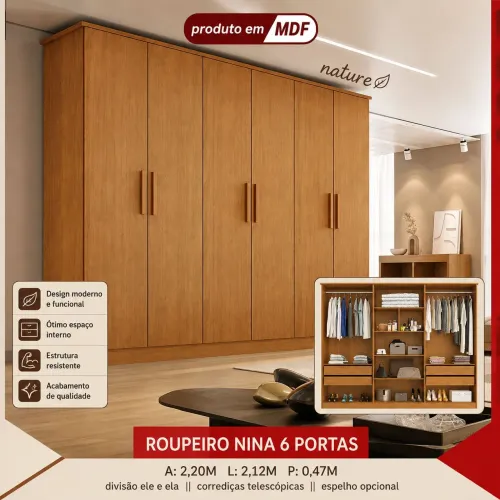 Roupeiro Nina 100a% MDF - Nature