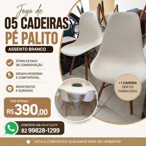 JOGO DE CADEIRAS PÉ PALITO - ÓTIMA OPORTUNIDADE!