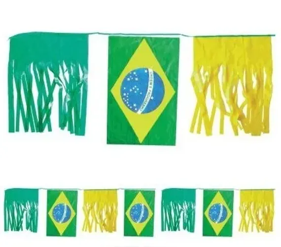 LOTE DECORAÇÃO BRASIL FUTEBOL | BANDEIRÃO 6M + COPOS + TORCIDA