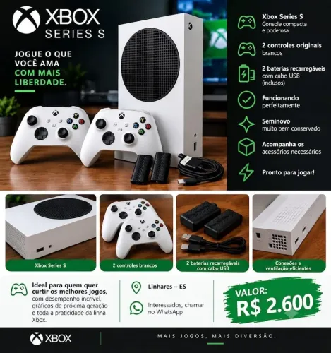 X Box Séries S + 2 Comtroles + 2 Baterias recarregáveis 