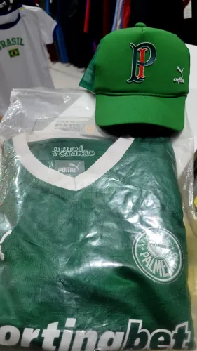 kit infantil boné + conjunto Palmeiras 