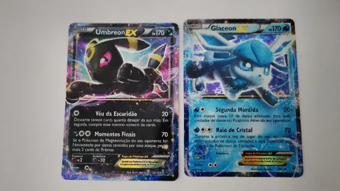 Umbreon EX 55/124 + Glaceon EX 20/124 - Fates Collide PT original. Estado LP