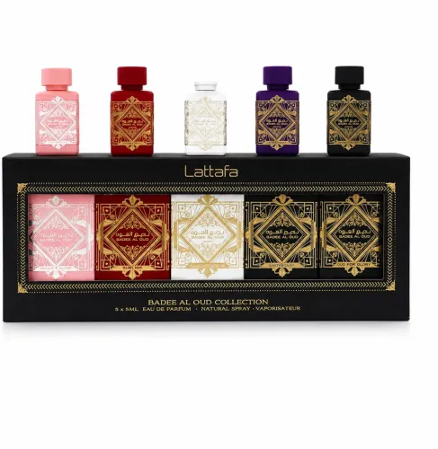Kit Lattafa Badee Al Oud Collection 5 Perfumes Edp 5ml Unissex Originais Marcantes