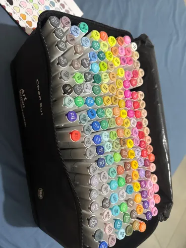 Kit Chen Rui 168 Cores Art Markers Ponta Dupla + Estojo