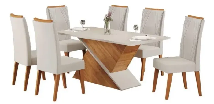 Mesa Retangular com 6 cadeiras