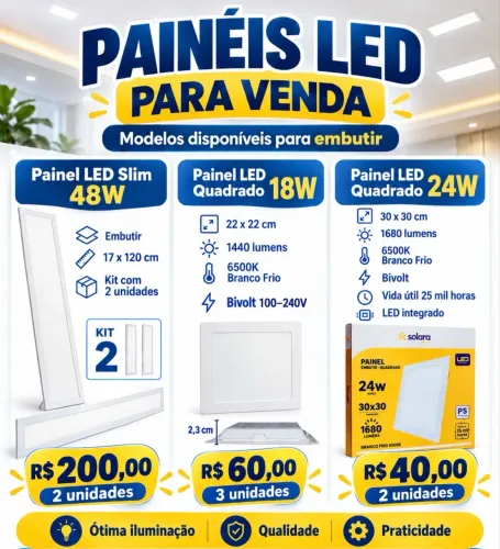 Luminárias painel de led