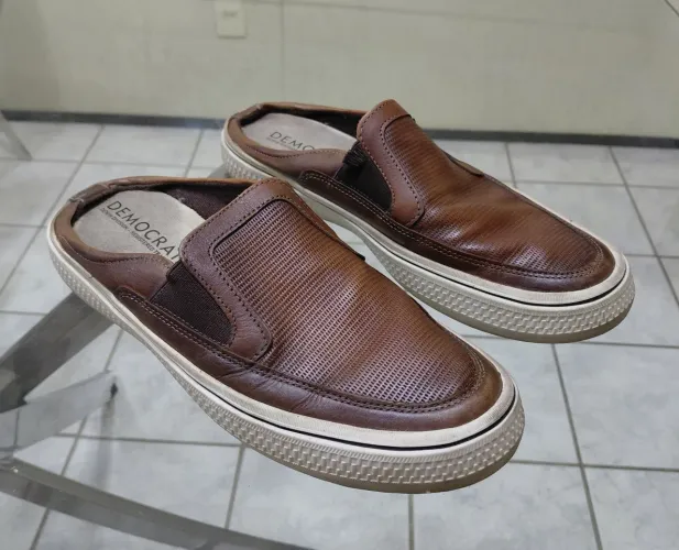 Sapato Democrata Mule Denim Fender Tan - Tamanho 42  