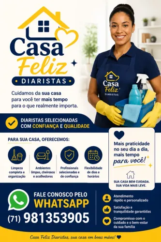 Diaristas de confiança e qualidade para cuidar da sua casa.