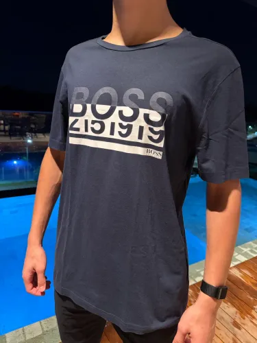 camiseta hugo boss boss slim fit azul original