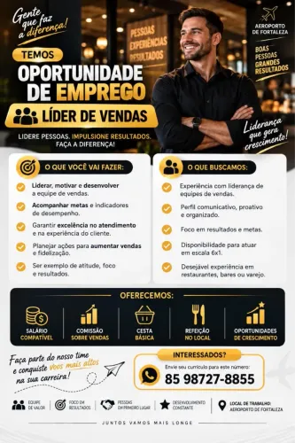 Vaga para Líder de vendas