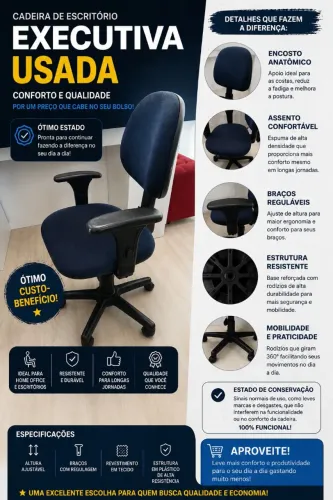 Cadeira executiva marca flex, em ótimo estado de conservação