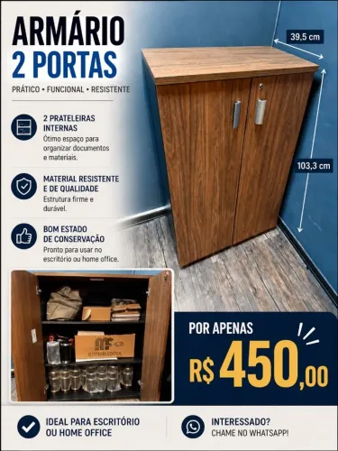 Armário 2 portas escritório - Semi novo
