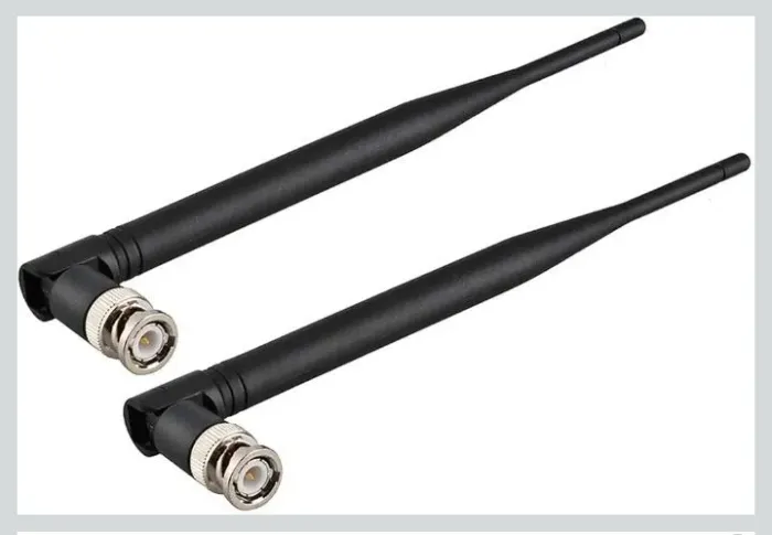 Conjunto 2 antenas para sistema sem fio, conectores tipo BNC macho.
