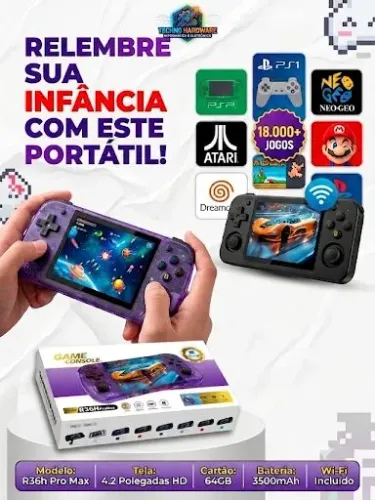 ? SUPER LANÇAMENTO: Console Portátil R36H Pro Max 64GB!