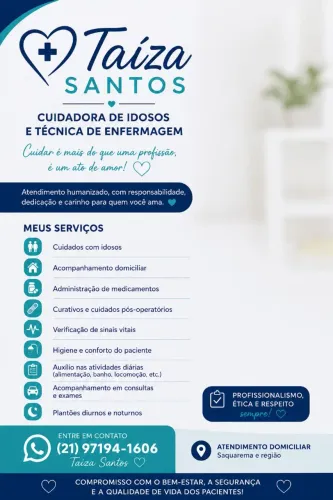 Cuidadora de Idosos e Técnica de Enfermagem | Atendimento Domiciliar
