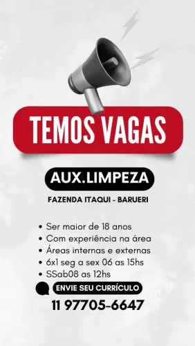 Auxiliar de limpeza Barueri